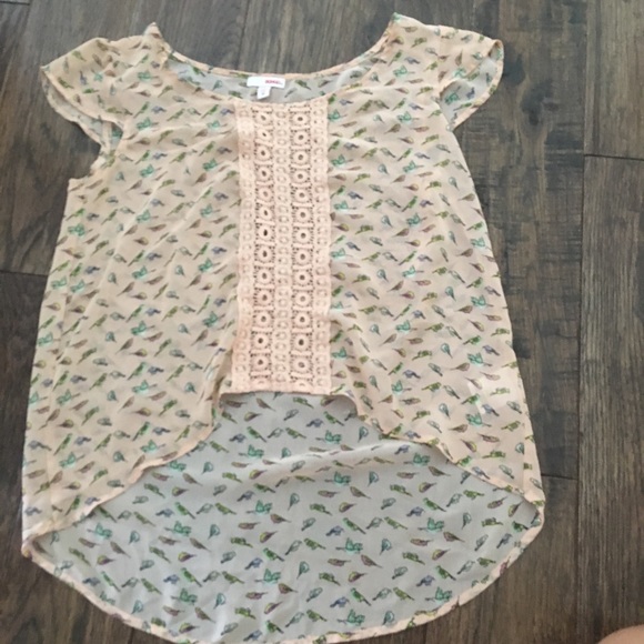 Sheer Pink Bird-Patterned T-Shirt - Picture 1 of 3